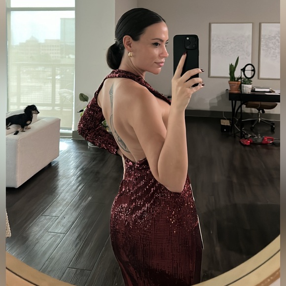 Lady Black Tie Deep Red Gown - Portia & Scarlett - Picture 3 of 4